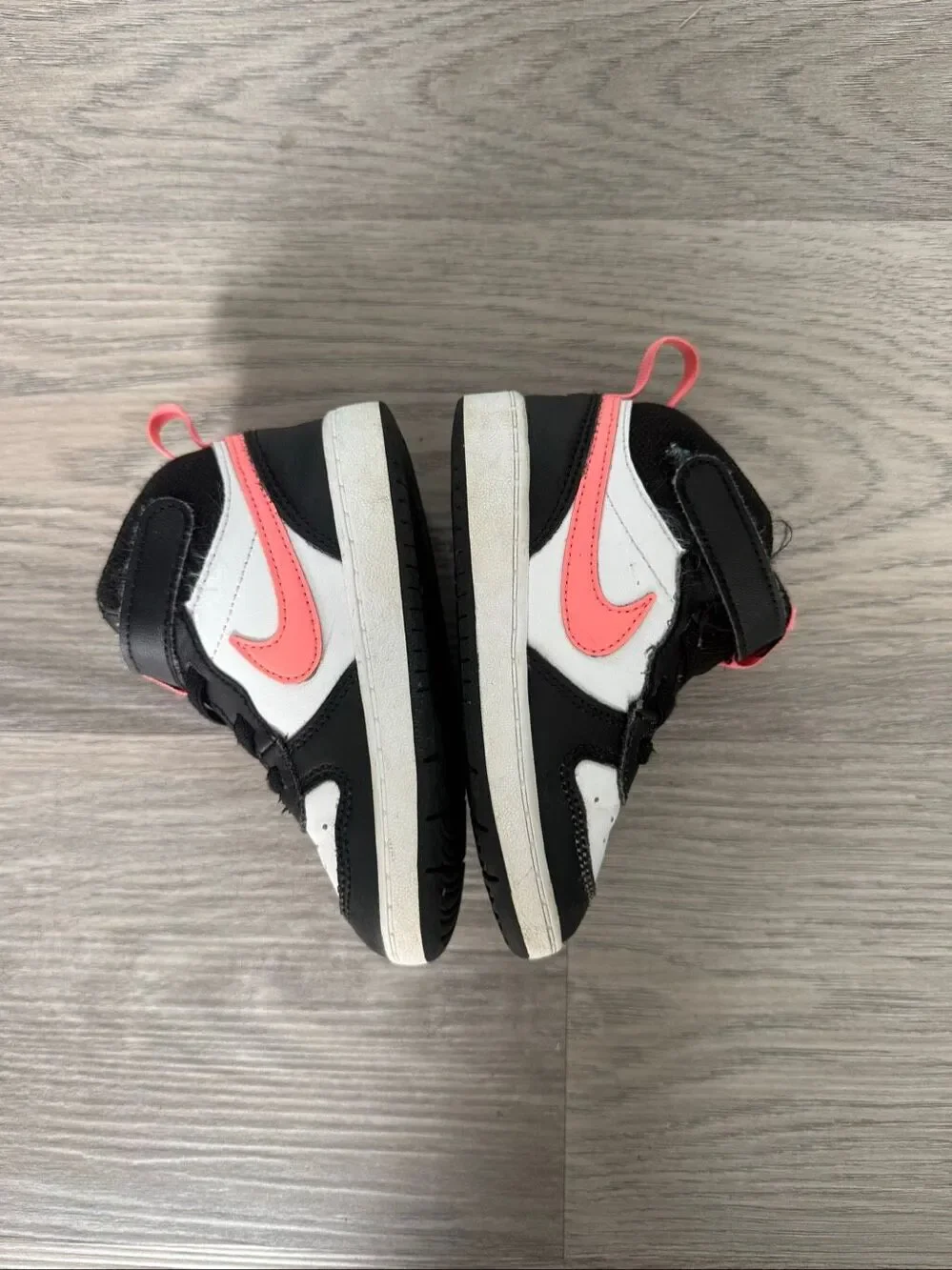 Nike Girls' 8 Toddler Court Borough Mid 2 Sneakers - Pink, Black & White